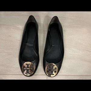 Tory Burch Leather Ballet Flats, Black